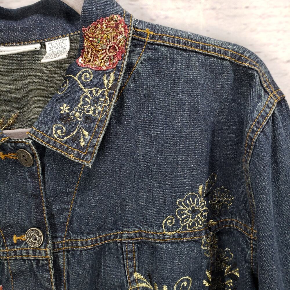 Chico's Women's Embroidered Patchwork Button Fron… - image 7